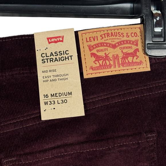 Levi’s SZ 16 Medium Classic Straight Corduroy Pants Mid-Rise Stretch Purple New - Picture 7 of 13